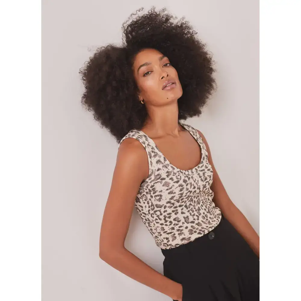 Mint Velvet Neutral Cotton Animal Print Vest To